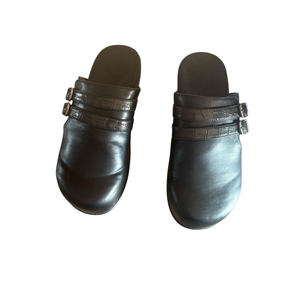 Vionic Bedford Black Orthopedic Woman's Sz 8 Comfy Clogs Adjustable Buckles‎